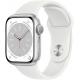 Apple Watch Series 8 41 mm (GPS) Silber Aluminiumgehäuse mit weißem Sportarmband M/L