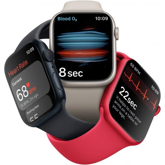 Apple Watch Series 8 41 mm (GPS) Silber Aluminiumgehäuse mit weißem Sportarmband M/L Apple Watch Series 8 41 mm (GPS) Silber Aluminiumgehäuse mit weißem Sportarmband M/L