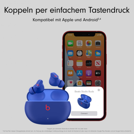 Beats Studio Buds - Komplett kabellose Bluetooth In-Ear Kopfhörer mit Noise-Cancelling - schweißbeständige - Ozeanblau