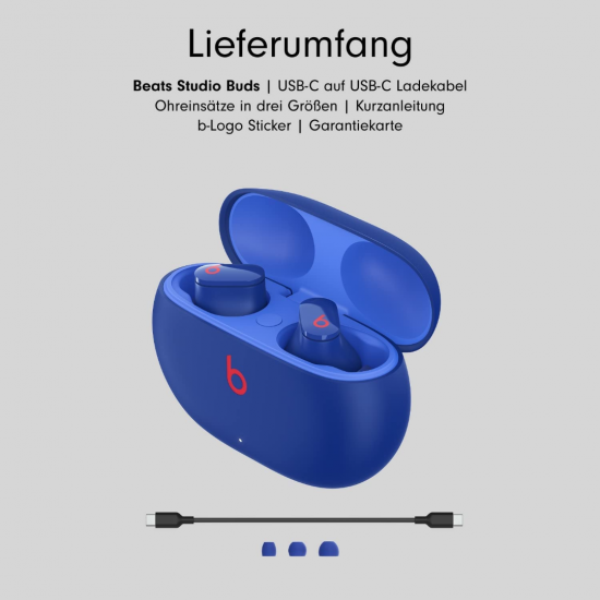 Beats Studio Buds - Komplett kabellose Bluetooth In-Ear Kopfhörer mit Noise-Cancelling - schweißbeständige - Ozeanblau