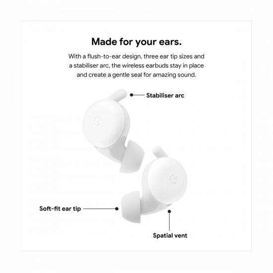 Google Pixel Buds True Wireless Bluetooth-Kopfhörer der A-Serie – Clearly White
