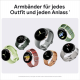 Google Pixel Watch (Wi-Fi, 41 mm) Edelstahlgehäuse in poliertem Silber mit Chalk Sports Active-Armband