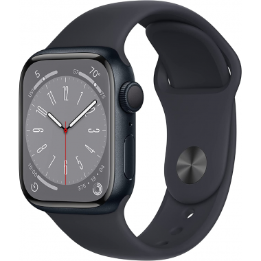 Apple Watch Series 8 41 mm (GPS) Mitternacht Aluminiumgehäuse mit M/L Mitternacht Sportarmband