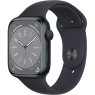 Apple Watch Series 8 45 mm (GPS) Mitternacht Aluminiumgehäuse mit S/M Mitternacht Sportarmband