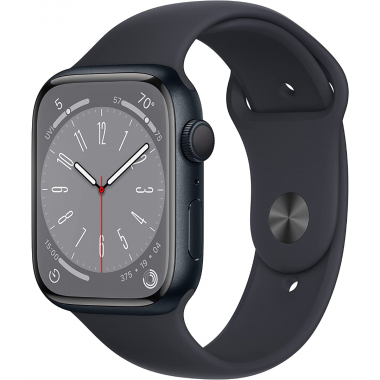 Apple Watch Series 8 45 mm (GPS) Mitternacht Aluminiumgehäuse mit M/L Mitternacht Sportarmband
