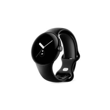 Google Pixel Watch (Wi-Fi, 41 mm) mattschwarzes Edelstahlgehäuse mit Obsidian Sports Active-Armband