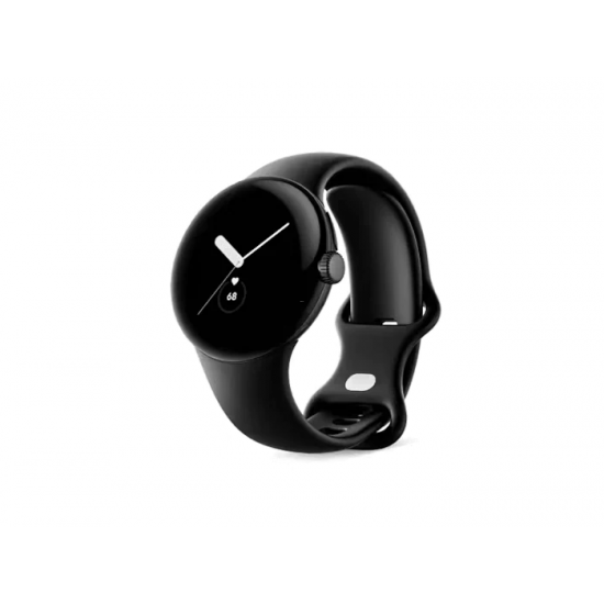 Google Pixel Watch (Wi-Fi, 41 mm) mattschwarzes Edelstahlgehäuse mit Obsidian Sports Active-Armband
