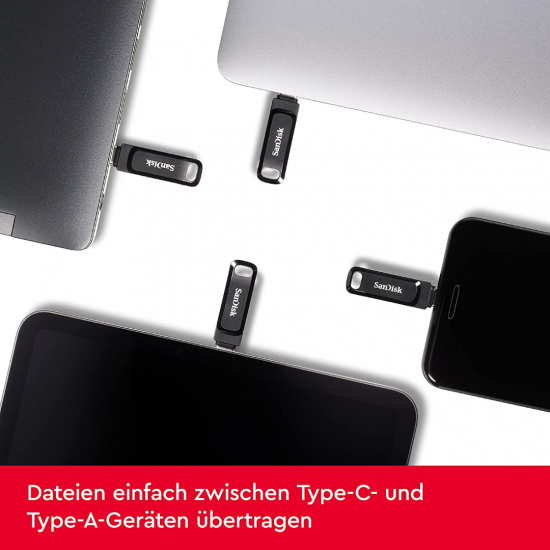 SanDisk Ultra 256 GB Dual Drive Go USB Typ C Flash-Laufwerk (Schwarz)