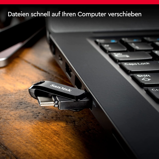 SanDisk Ultra 256 GB Dual Drive Go USB Typ C Flash-Laufwerk (Schwarz)