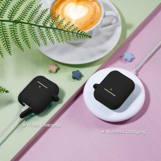 Liquid Silicone Case for Apple AirPods - Black with Keychain Liquid Silicone Case for Apple AirPods - Black with Keychain