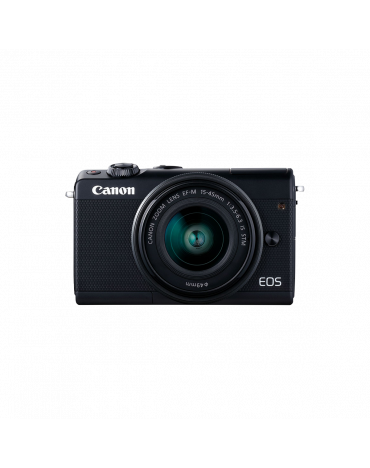 Canon EOS M100 Spiegellose Kamera mit EF-M 15-45 mm f/3.5-6.3 IS STM Objektiv - Schwarz